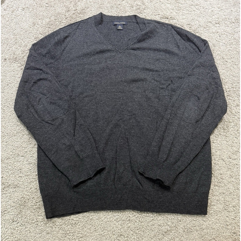 Banana Republic LambsWool Cashmere‎ Gray Sweater Academia Office Preppy XL Vtg